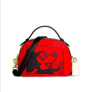 Coach Disney Mickey Mouse X Keith Haring Serena Satchel Red NWT